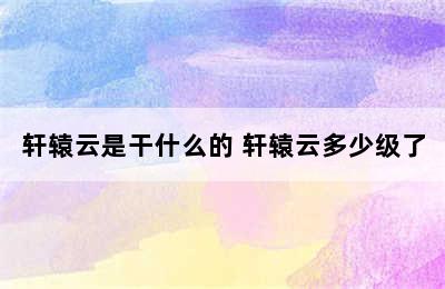 轩辕云是干什么的 轩辕云多少级了